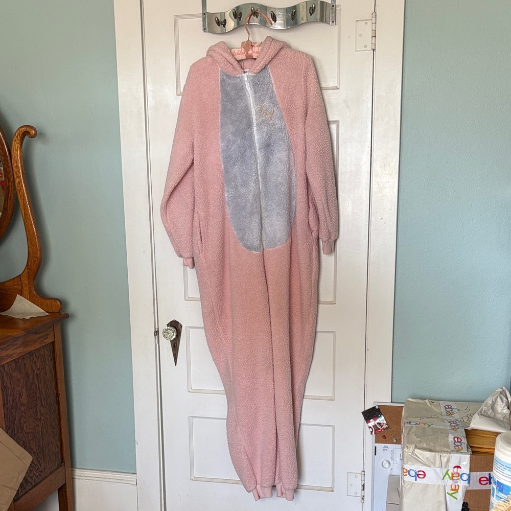 Cozy Pink Hooded One Piece Foxy Pajamas/Costume Size L